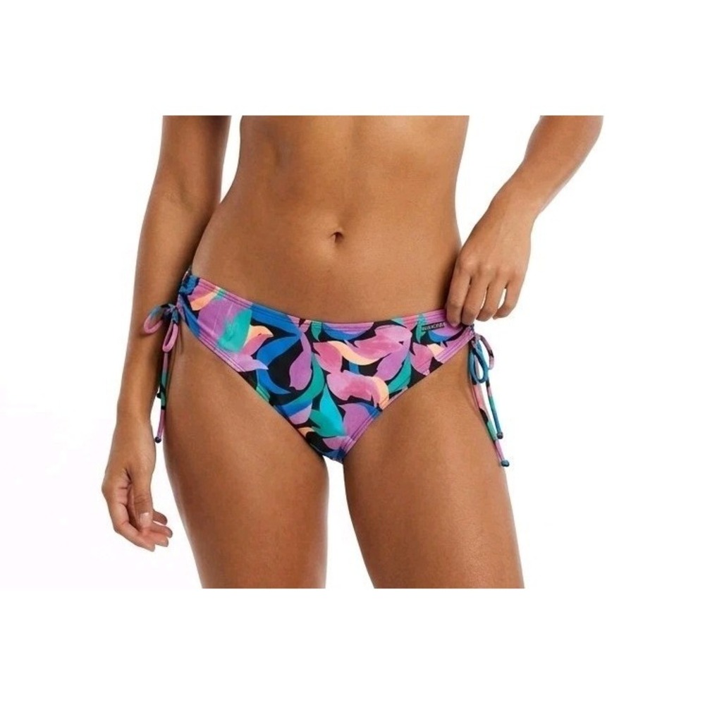 Ocean Blues Womens Swimsuit One-Piece Floral Pattern Adjustable Side Ties Size L